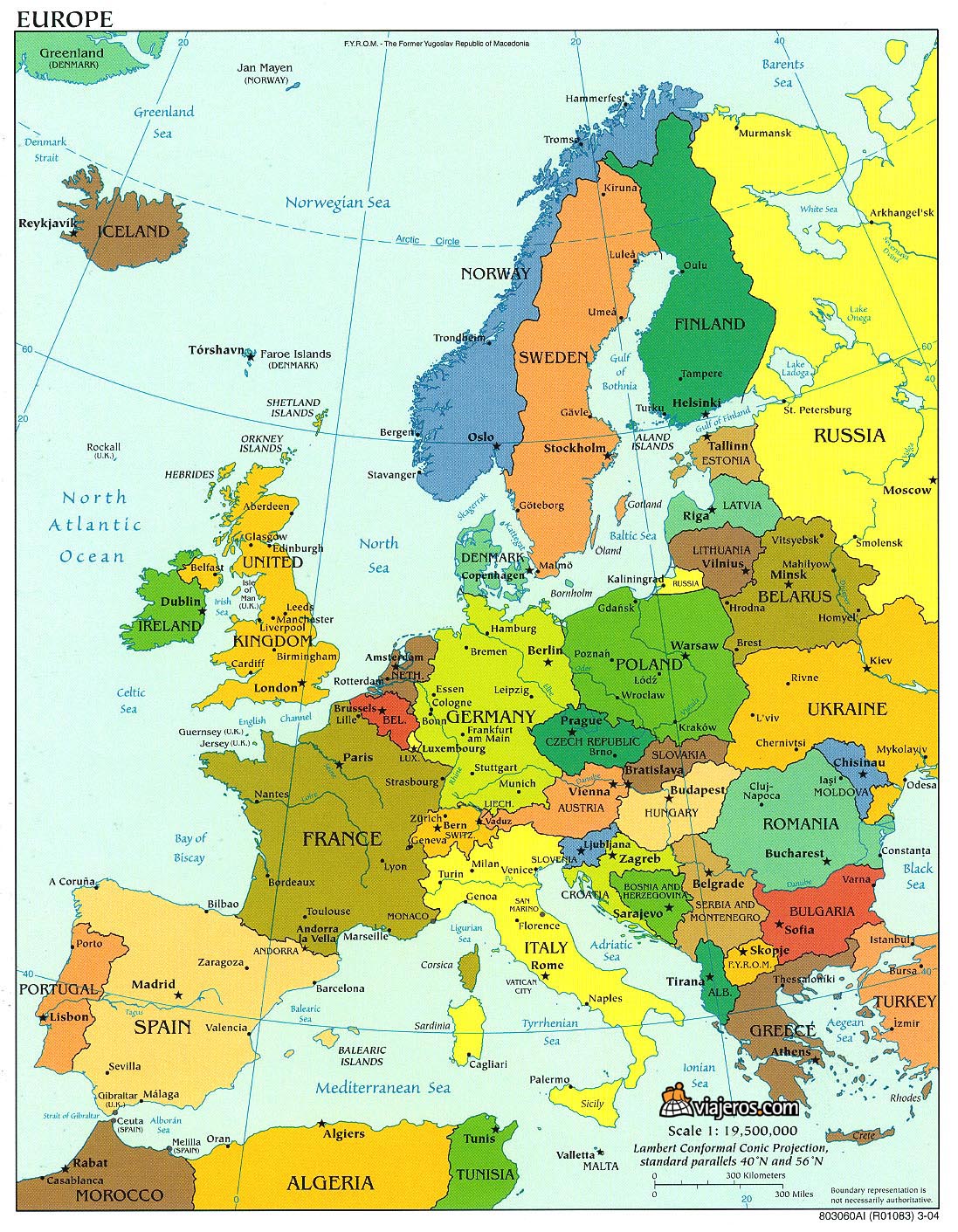 Mapa político mudo de Europa - Tamaño completo