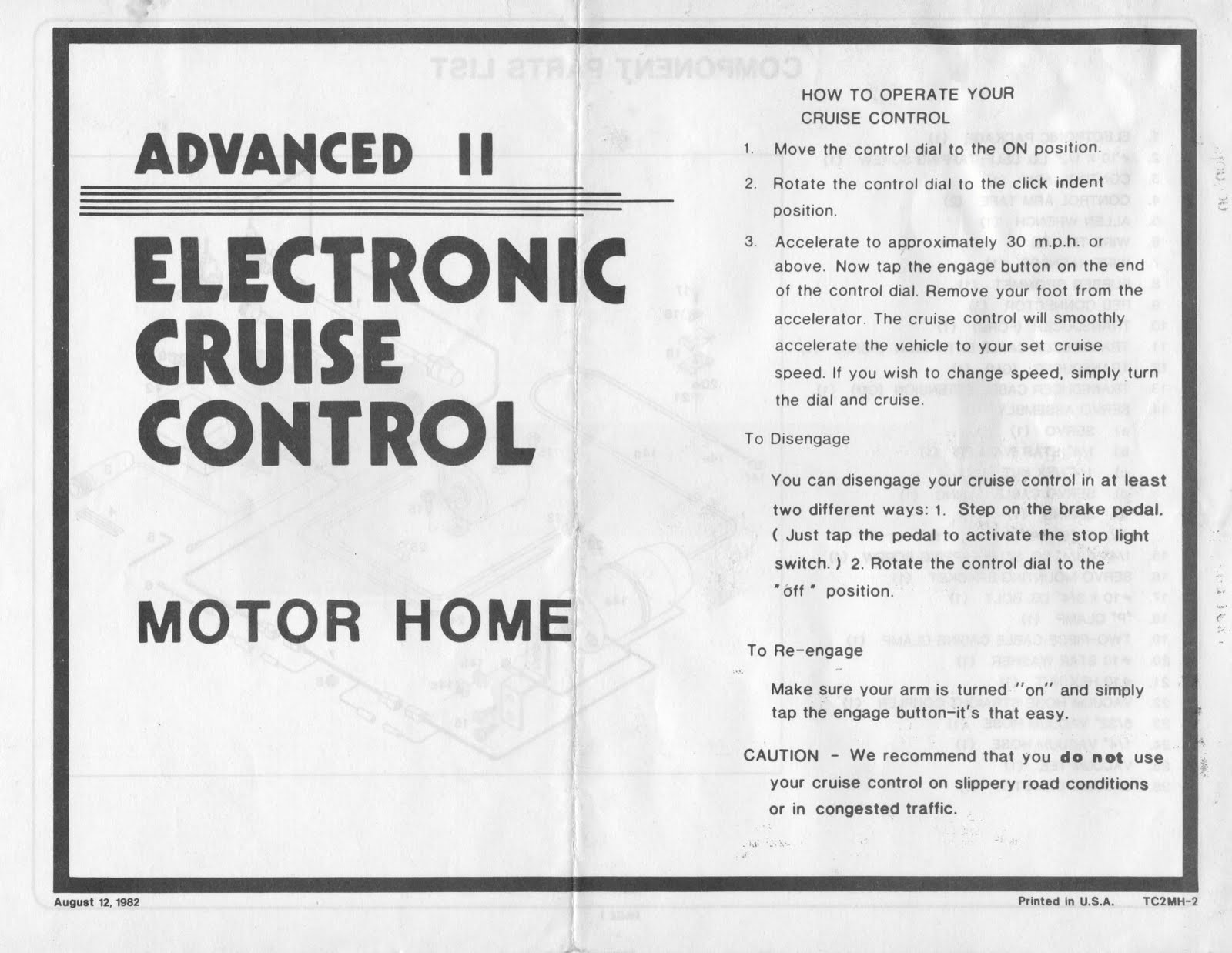 83 Pace Arrow Electronic cruise control manual