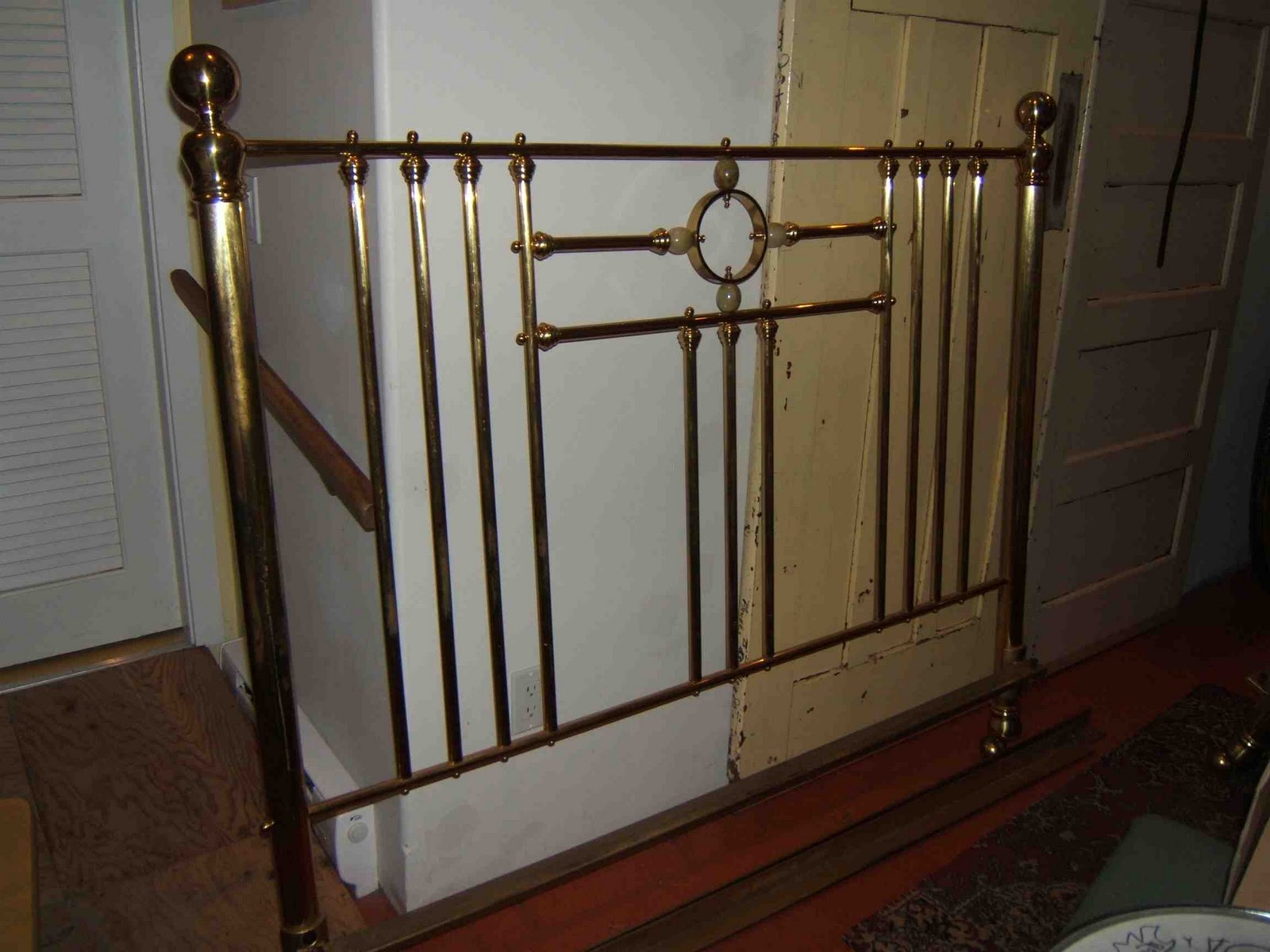 RETRO SALT SPRING Queen brass bed with marble detail. Perfect for
