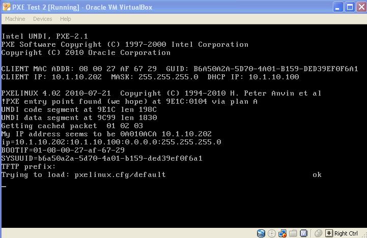 booting from PXE server