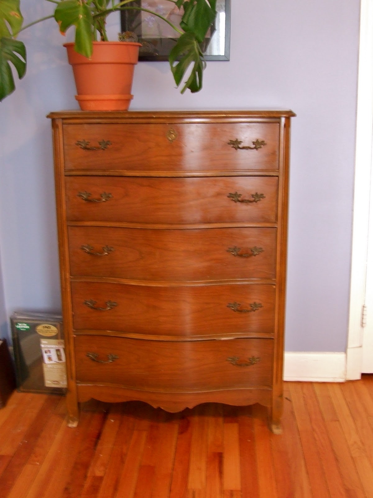 before and after lovelies Goodwill Dresser + Pearly White Paint