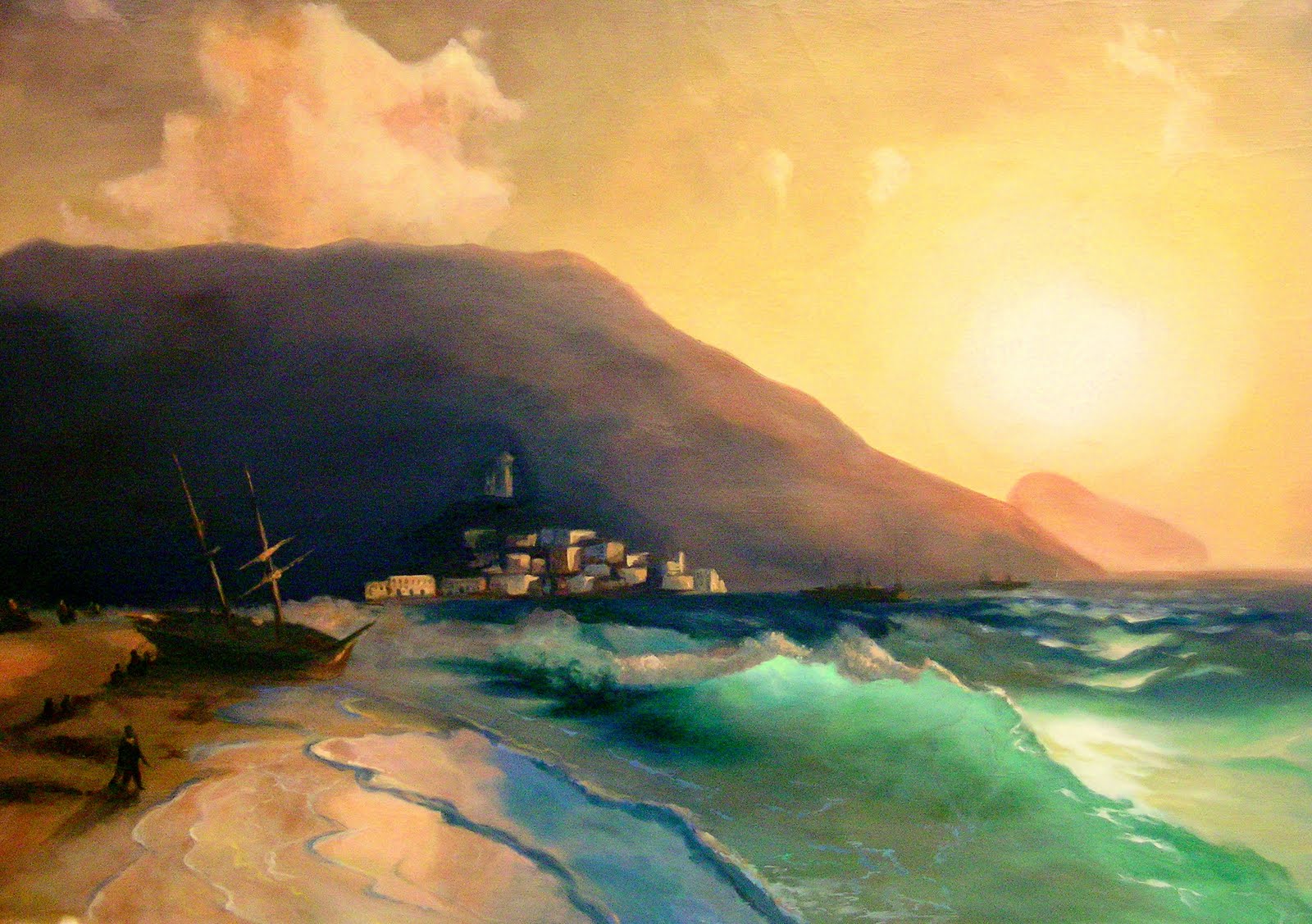 Huile "crépuscule" 110 x 72 cm