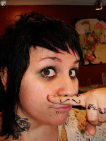 Finger Tattoos Mustache tear drops sh*t cat