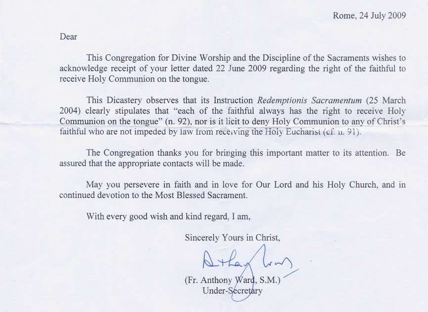 The right to receive Holy Communion on the tongue