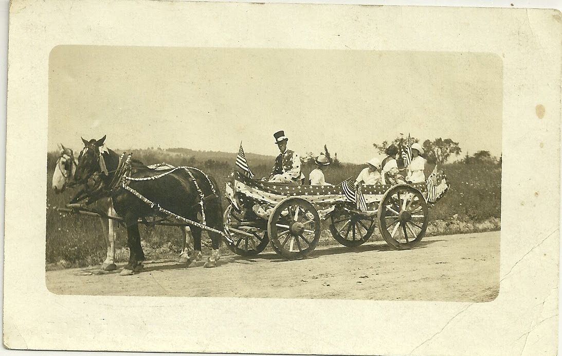 Heirlooms Reunited Wonderful 1913 RPPC of 4th of July float, likely