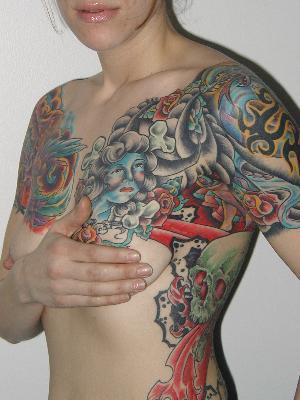 Profile Art Tatto Design for female body tattoos. Profile Art Tatto Design for