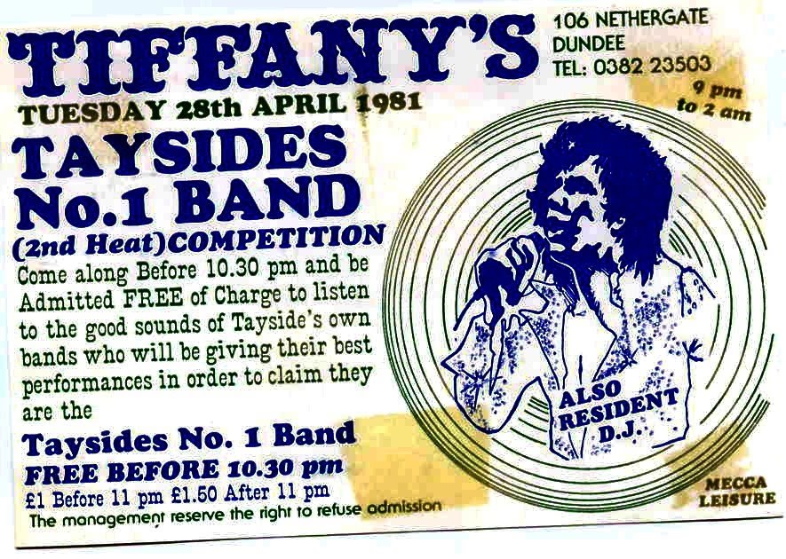 RETRO DUNDEE TAYSIDE BAND CONTEST TIFFANY'S 1981