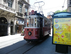 Old tram is still working along the İstiklal Street on the Beyoglu district.reminder of the oldtime