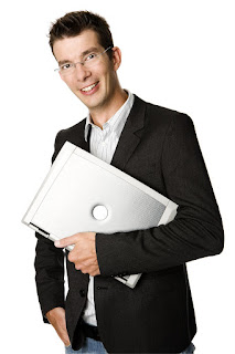 Me holding a computer