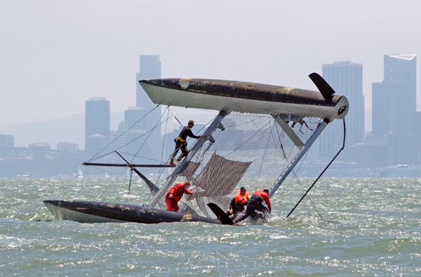 Peter Stoneberg's Formula 40 catamaran Shadow was racing on San Francisco ... Peter Stoneberg's Formula 40 catamaran Shadow was racing on San Francisco ...
