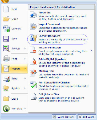 Set password on Office 2007