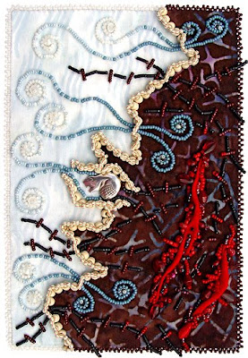 bead embroidery by Robin Atkins, detail, Bead Journal Project, March