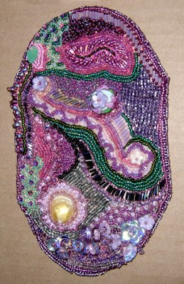 bead embroidery pouch by Carolyn Everly, shown open