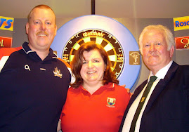 Joe Elliffe, Deidre Elliffe, and Liam Kerins at The Roscommon County Darts Finals.