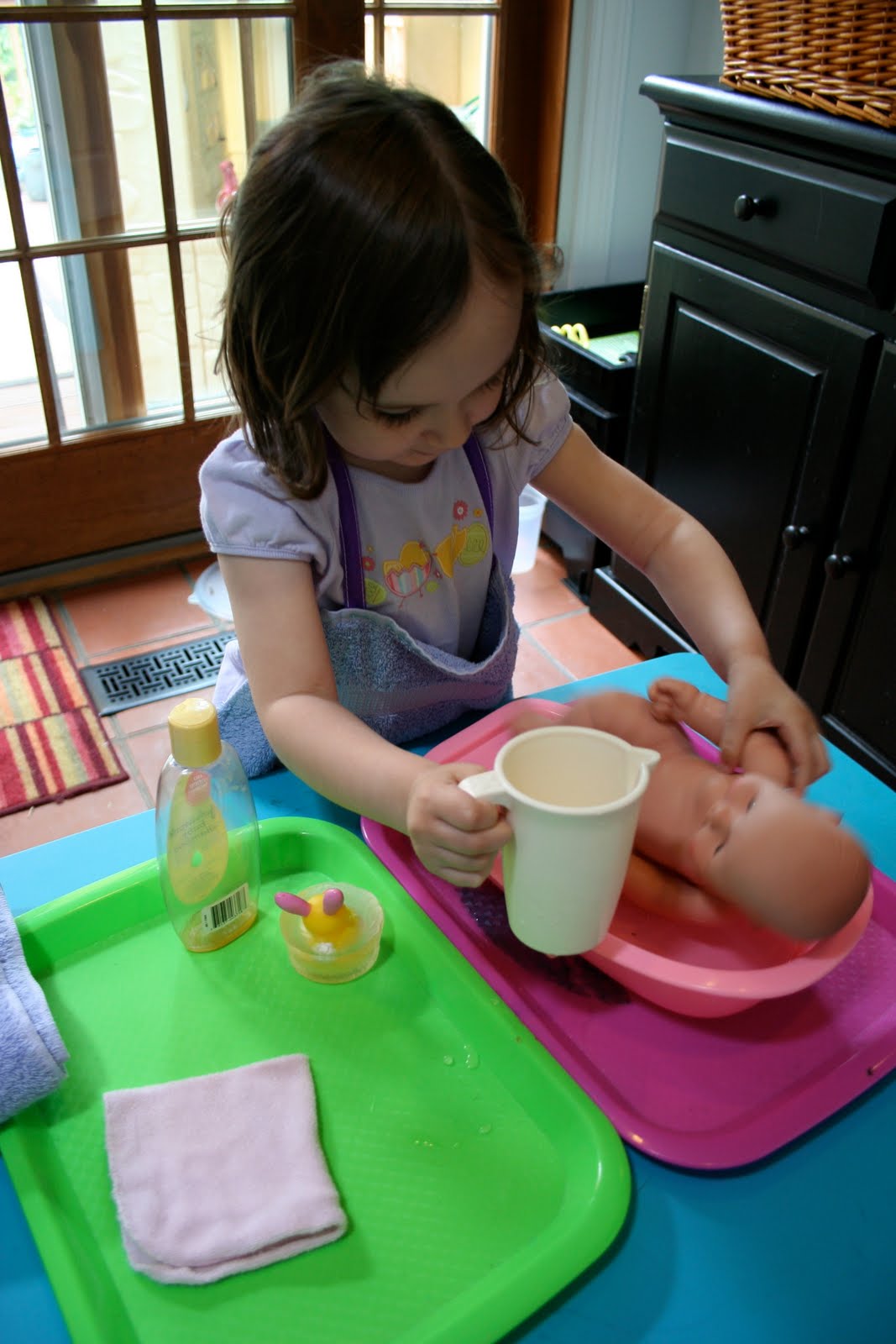 Pink and Green Mama Preschool At Home Washing Baby Dolls