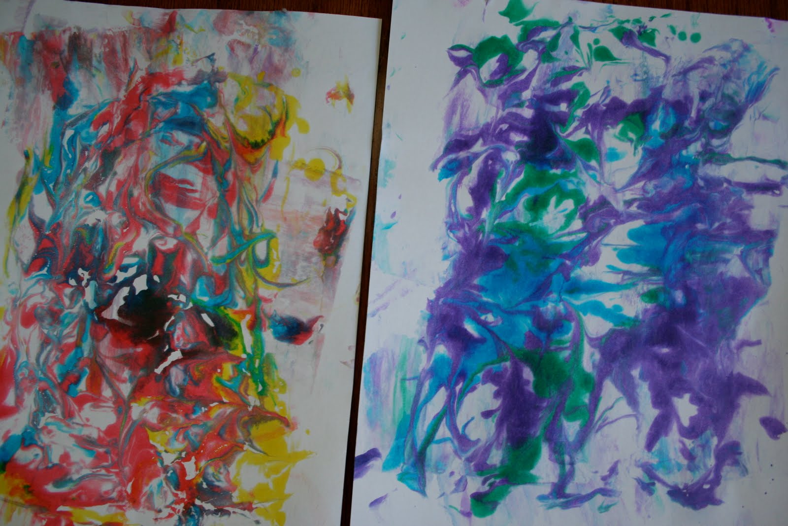 Pink and Green Mama * Marbling Paper With Shaving Cream and Liquid