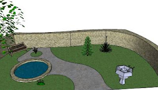 Gotowy projekt ogrodu wykonany przy pomocy Google SketchUP