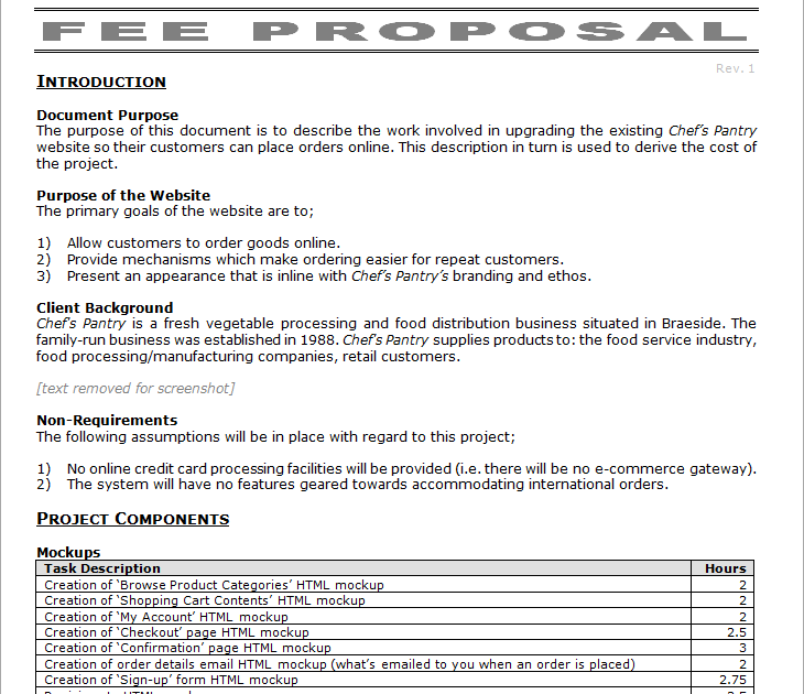 Fee proposal template word image