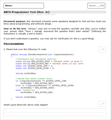 Programmer test example