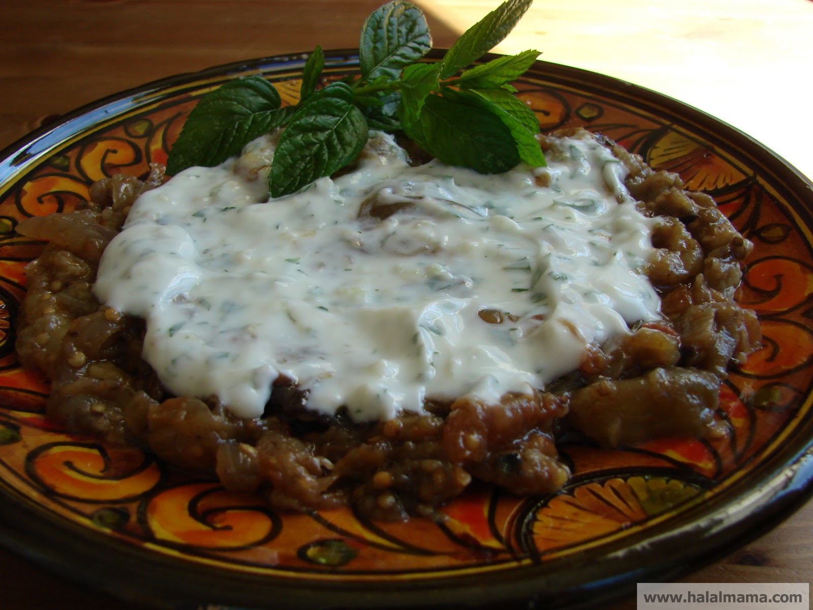 Halal Mama Afghan Eggplant (Buranee Banjan) with Mint and Garlic
