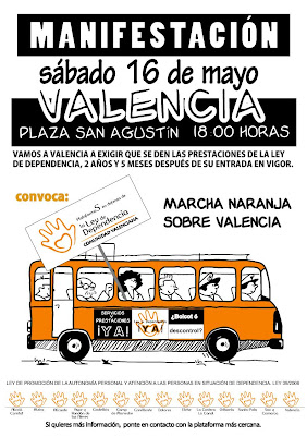 Cartel de la Marcha Naranja a Valencia del día 16 de mayo