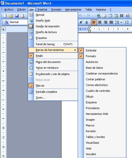herramienta ofimatica menu ver de word 2003 espa 209 ol formato au 12