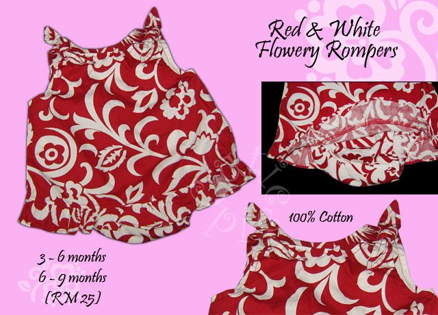 Red & White Flowery Rompers