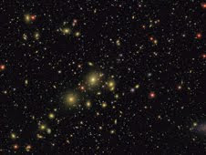 The Perseus galaxy cluster contains 190 galaxies and lies about 225 million light-years away The Perseus galaxy cluster contains 190 galaxies and lies about 225 million light-years away