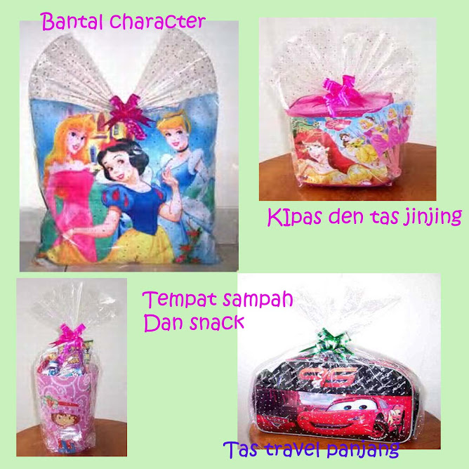 Bantal,tas kotak jinjing,tempat sampah plastik dan tas travel panjang.