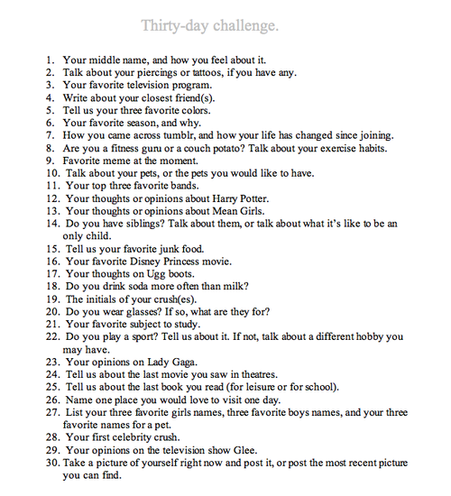 do THE 30 DAY CHALLENGE!