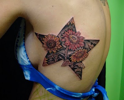sunflower tattoo designs for girls and star flowers