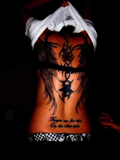 Wing Tattoos On Back For Girls. to large full ack. Body