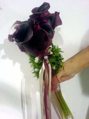 Bouquet With Black Baccara Roses Black Cosmos Black Dahlias And