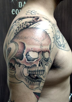 Skull Tattoo Stylish - Shoulder Tattoo Art. Skull Tattoo Stylish - Shoulder Tattoo Art.
