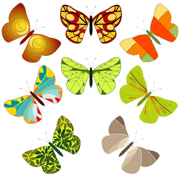 Various Colored Butterfly Tattoo Design