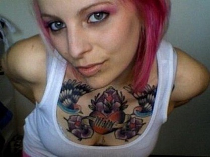 Woman Chest Tattoos 8