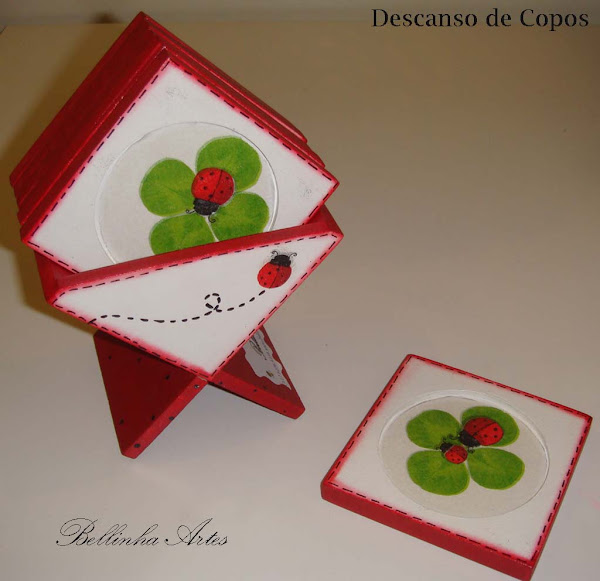 Descanso de copos (joaninha) c/6 - R$ 20,00