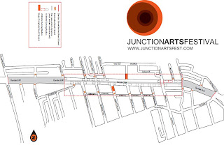 2010 Junction Arts Festival map, Dundas street west, toronto, ontario canada, by artjunction