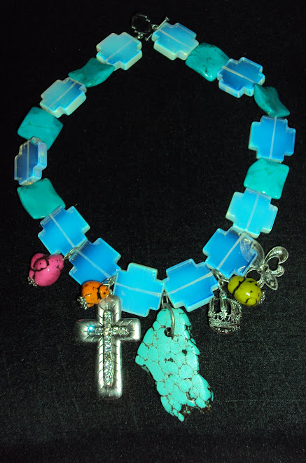 Iridescent cross beads w/ charms