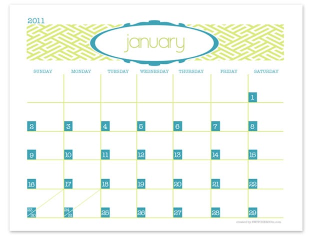 design dump: free + pretty calendar