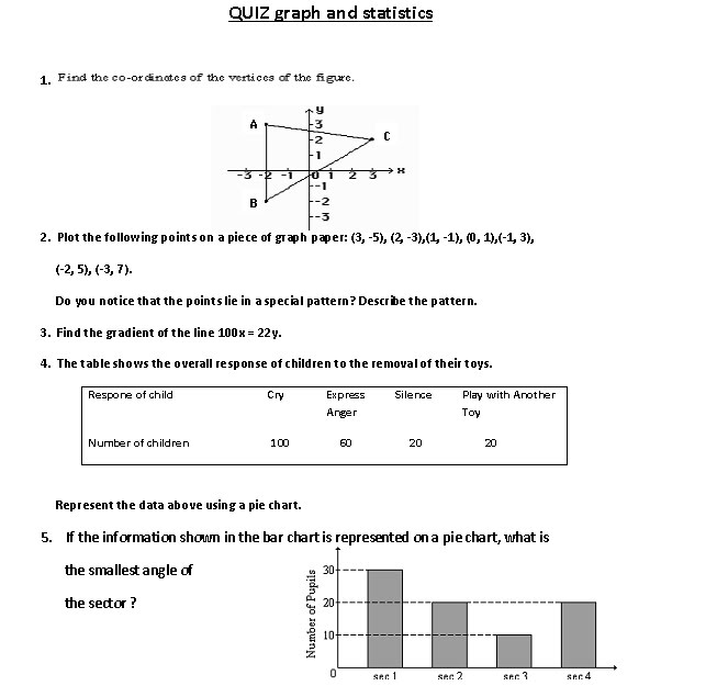 "GRAPH AND STATISTICS WORKSHEET" FOR SECONDARY LEVEL - MathsAnimation