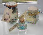 Pretty jars filled with lavender and decorated in vintage style