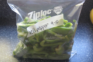 frozen bell peppers in ziplok bag