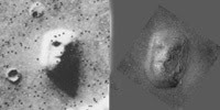 وجه المريخ الذي اتضح فيما بعد أنه وهم بصري في صورة ذات دقة أكبر