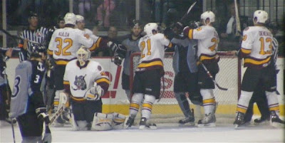 Credit:Jane Rickard, it was a busy night for the on ice crew, they would stop one fight, look over and a second dance would have started. All in all they did a great job!.