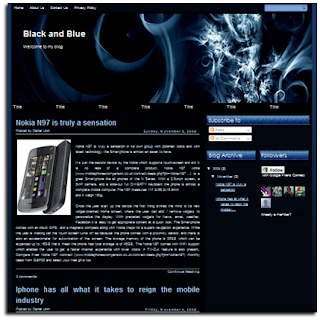 black website blogger template black and blue