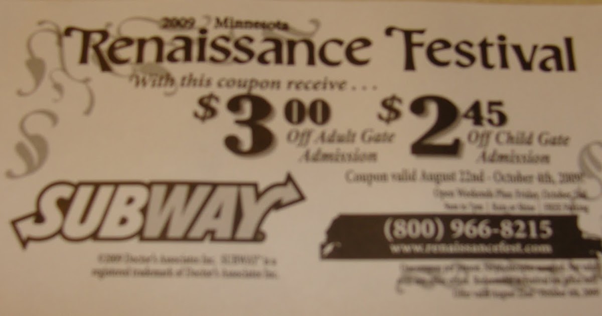The Grocery Tutor Discount Coupons for the Renaissance Festival