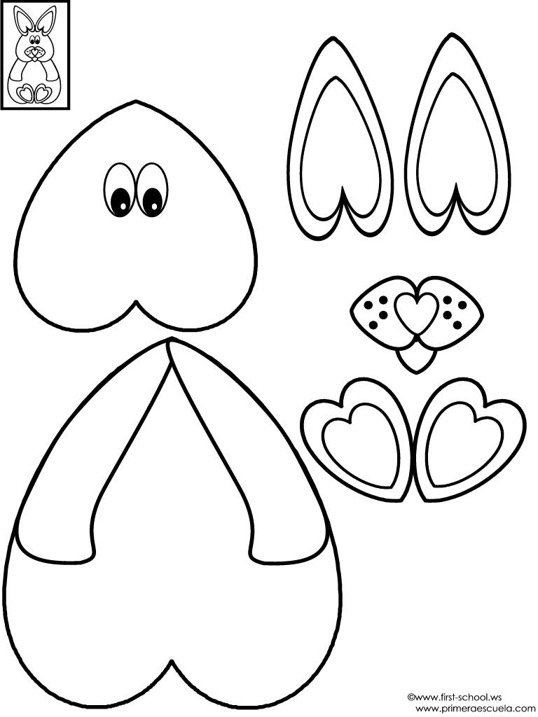 desenho colorê coelhinho de corações
