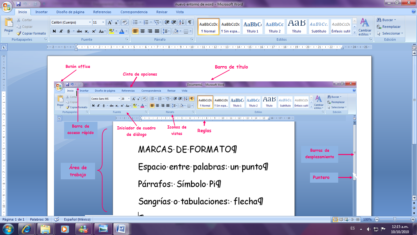 FUNCIONES DE LAS BARRAS DE WORD funciones de las barras de word: