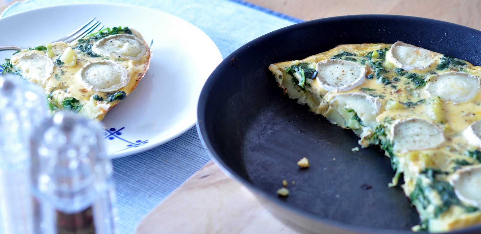 agata's kitchen Potato frittata with goat cheese and spinach